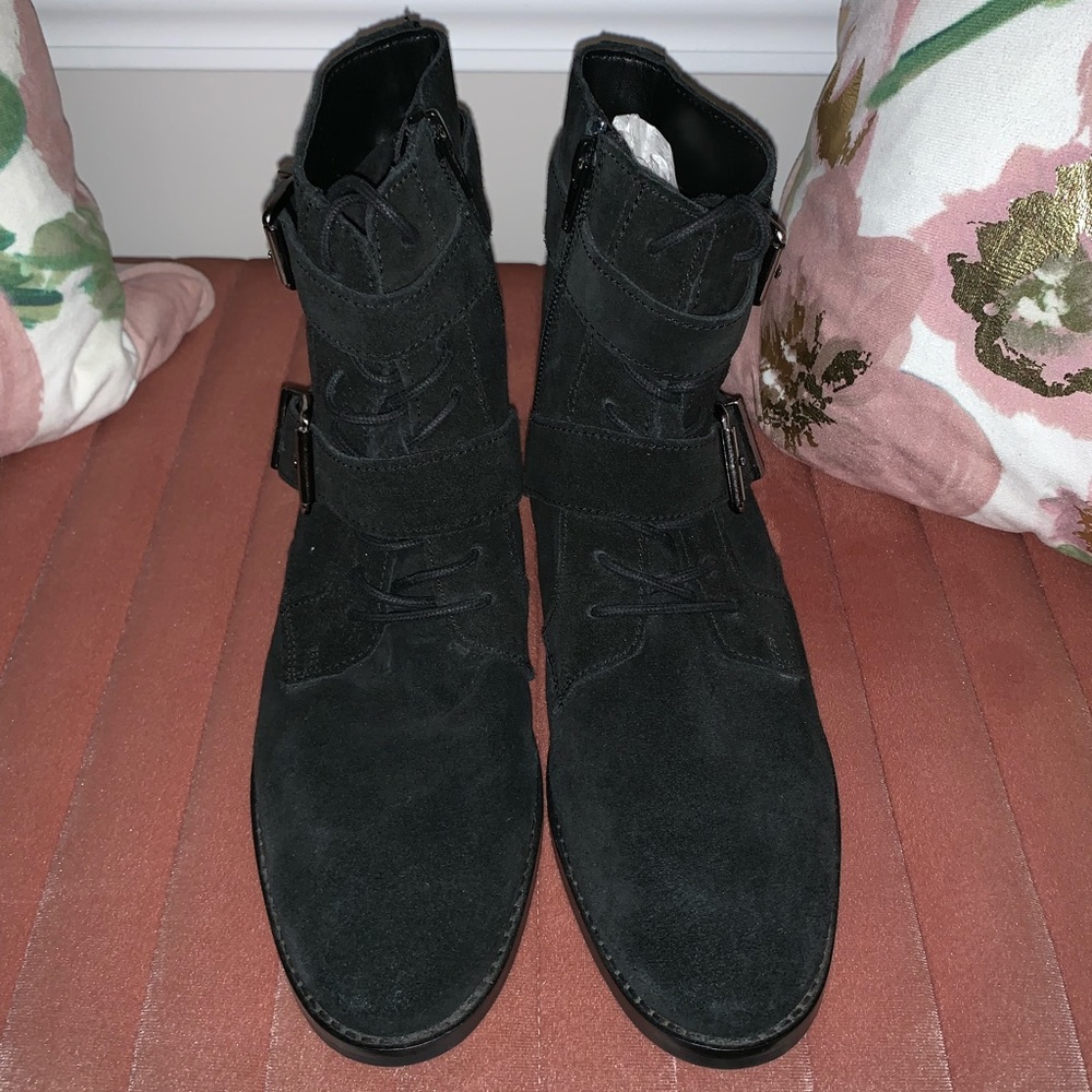 Suede moto boots
